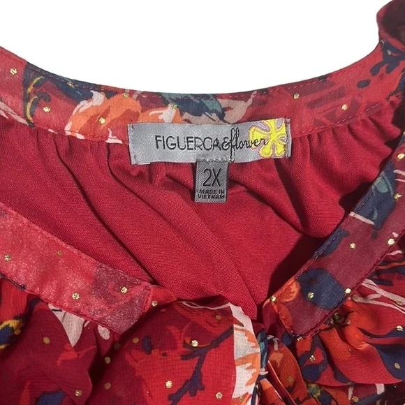 FIGUEROA & FLOWER Floral Print Red Midi Dress Size 2X NWT - Picture 12 of 16